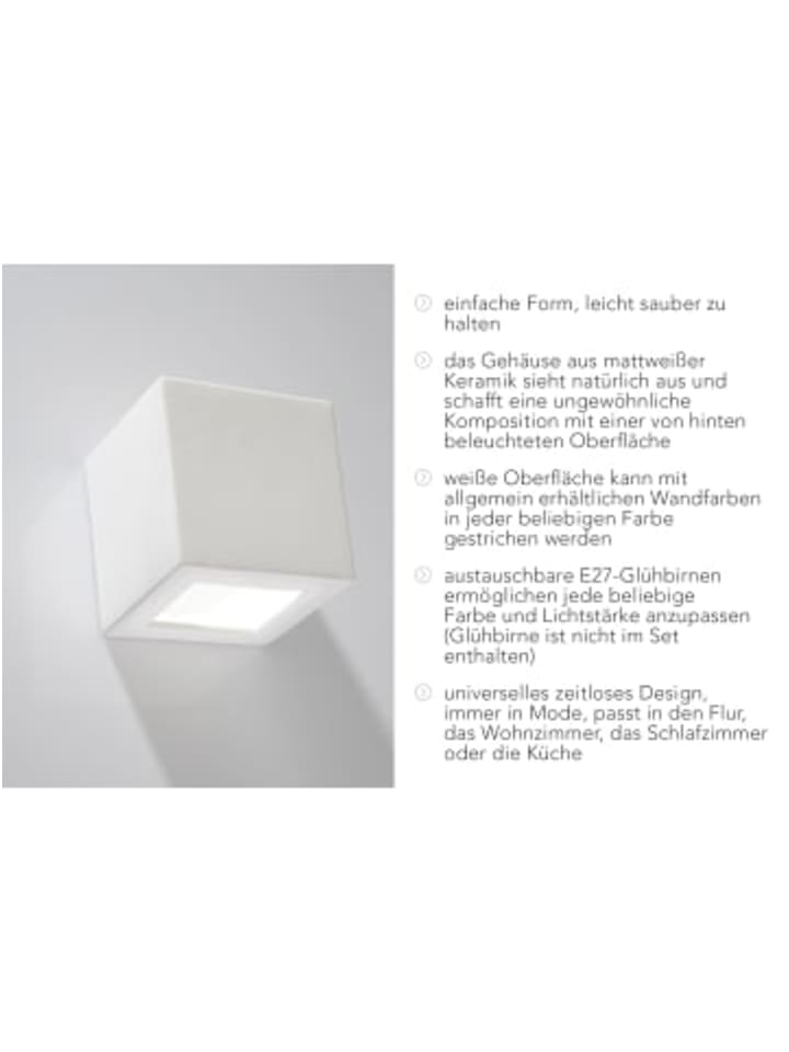 Nice Lamps Wandleuchte LEO in weiss H 14cm günstig kaufen onesize