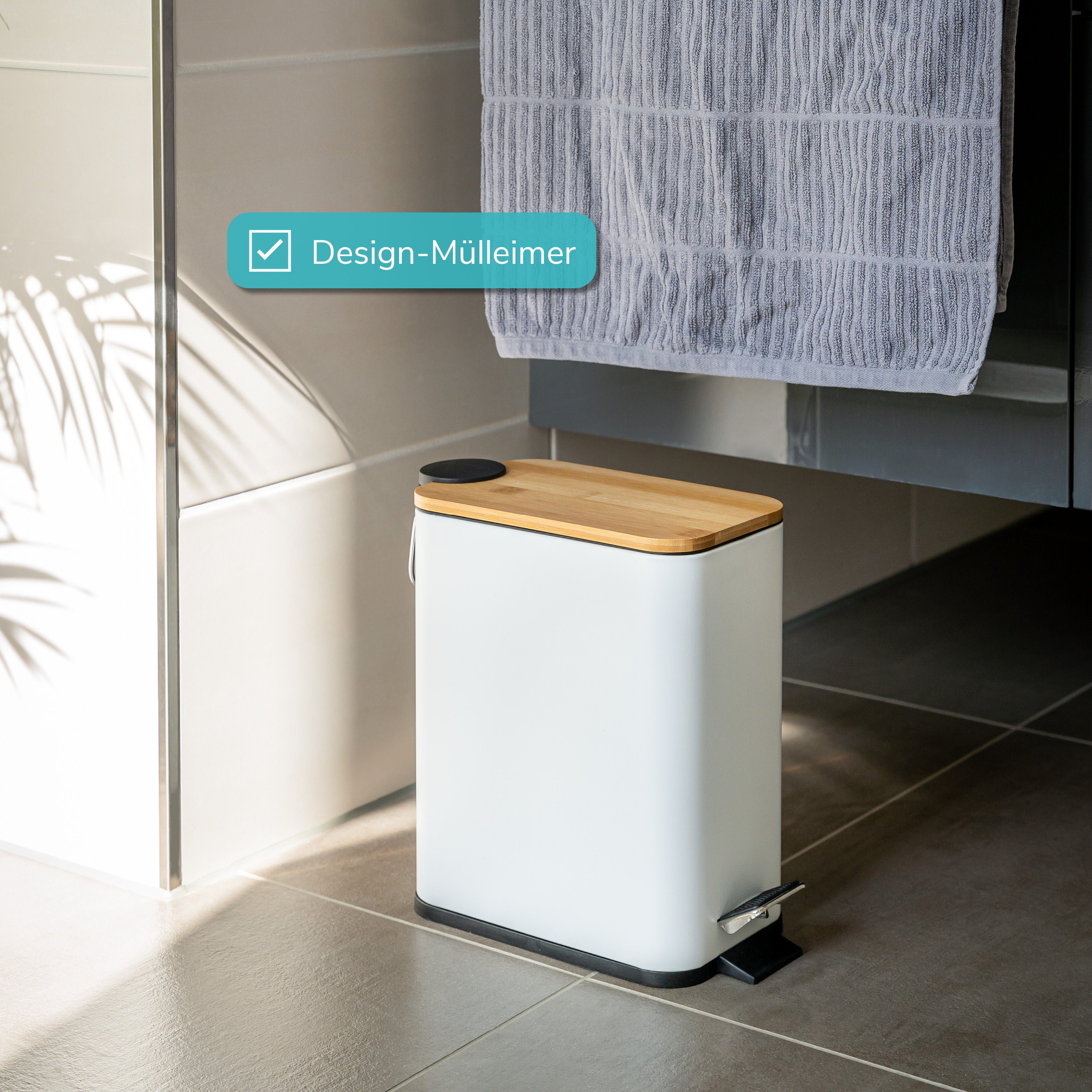 bremermann Kosmetikeimer mit Bambus-Deckel und Soft-Close, 5 l