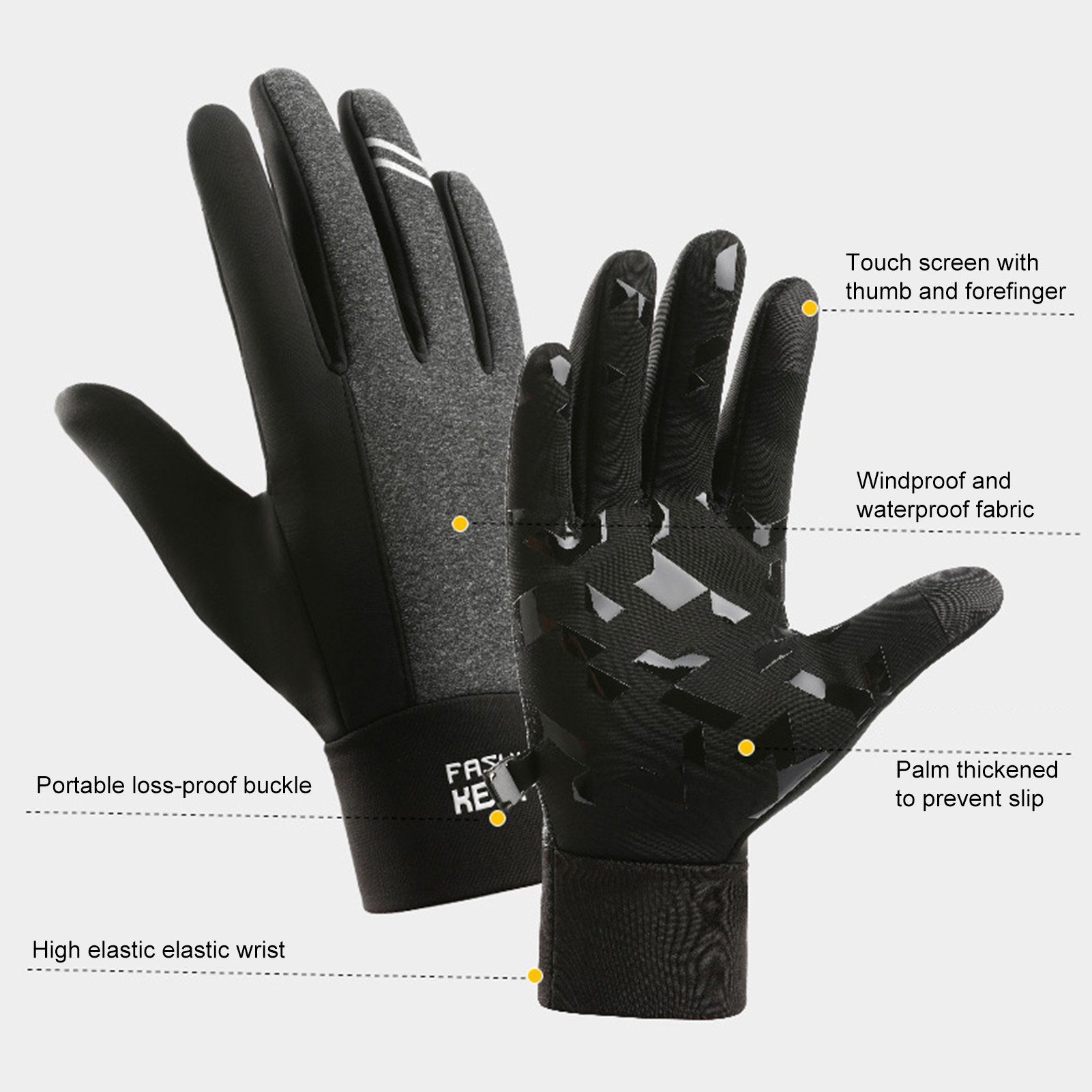 Rutaqian Fahrradhandschuhe Touchscreen Handschuhe, Sport Elastisch Gloves für Herren Damen Touchscreen, Warmhalten, Anti-Verlust