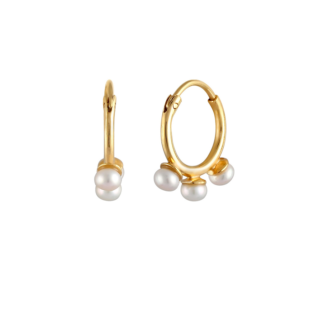 Elli PREMIUM Elli PREMIUM Boucles d'Oreilles Creole Hänger Süwasserperlen 925 Silber vergoldet Boucles d'oreilles