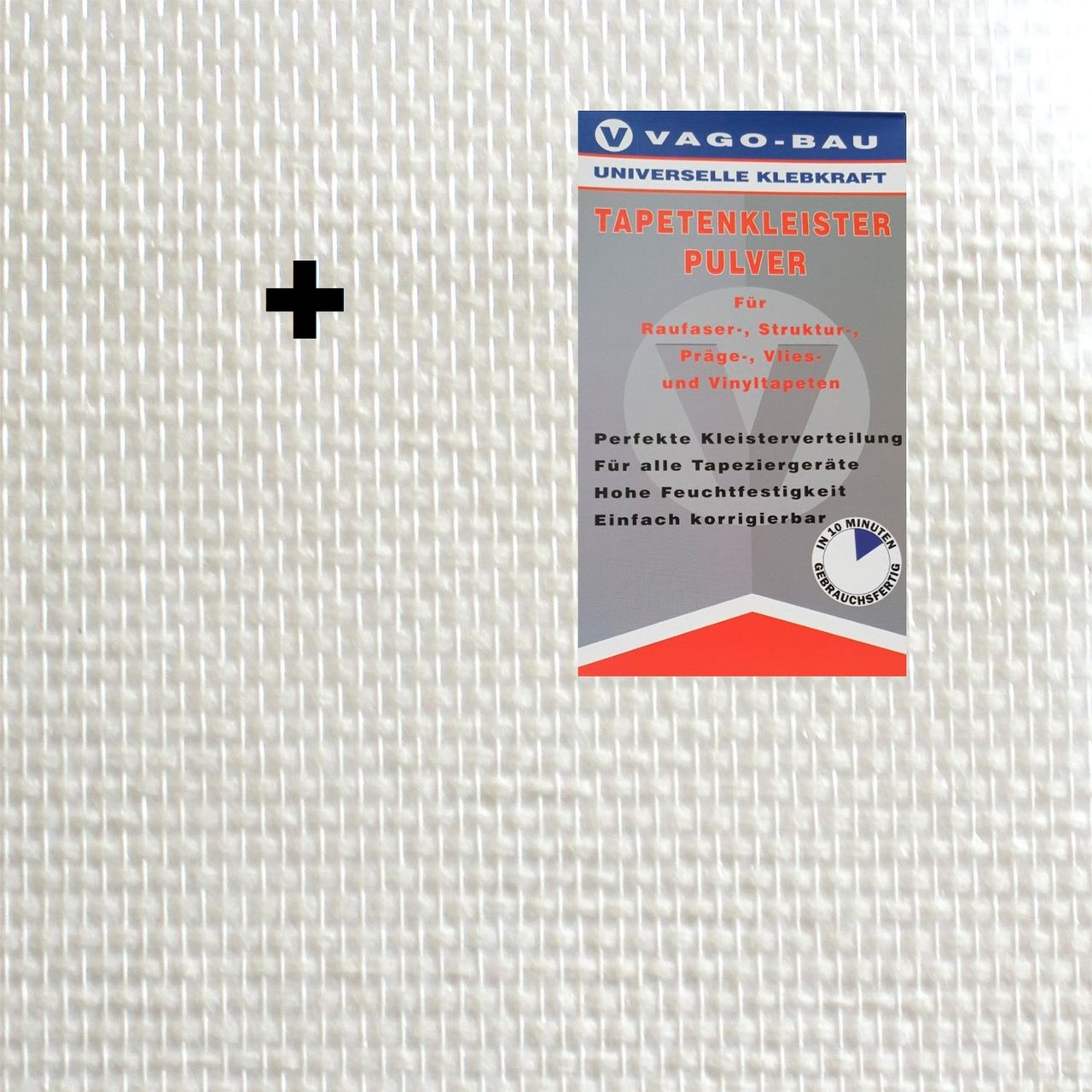 Vago-Tools Glasfasertapete incl. KLEBER 2x Glasfasergewebe Doppelkette grob 140g