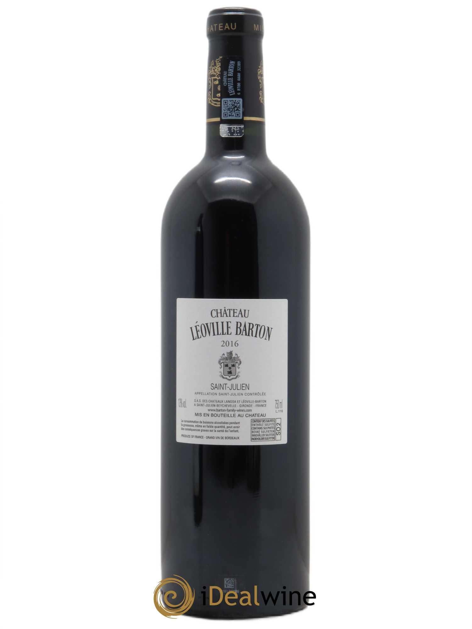 Château Léoville Barton 2ème Grand Cru Classé (CBO à partir de 6 BTS) 2016 - Lot de 1 Bouteille