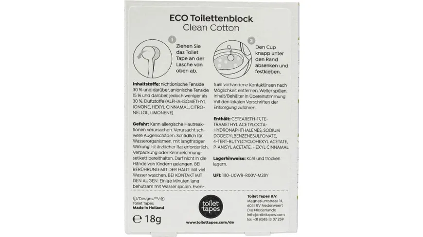 Toilet Tapes Eco Toilet Block „Clean Cotton“