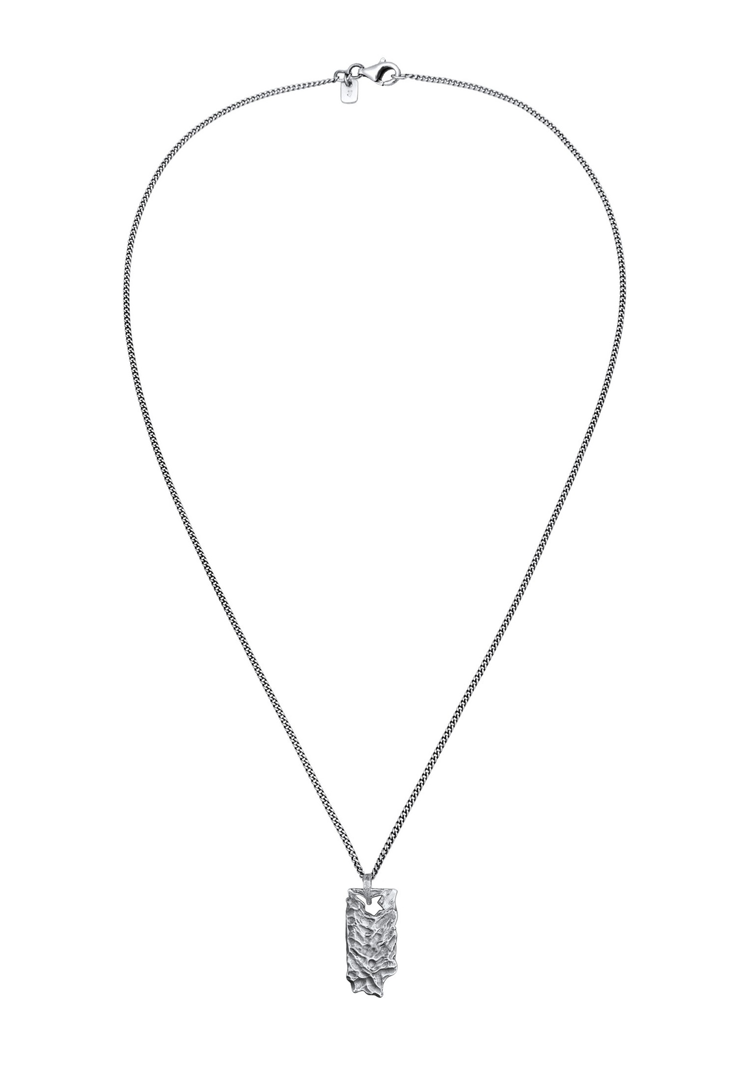 KUZZOI Men's Organic Rectangle Pendant in 925 Sterling Silver