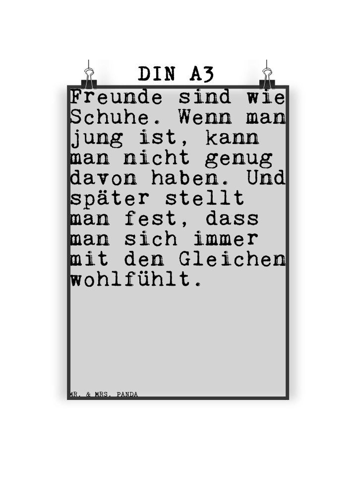 Mr. & Mrs. Panda Poster Freunde sind wie Schuhe.... mit Spruch in Weiß günstig kaufen