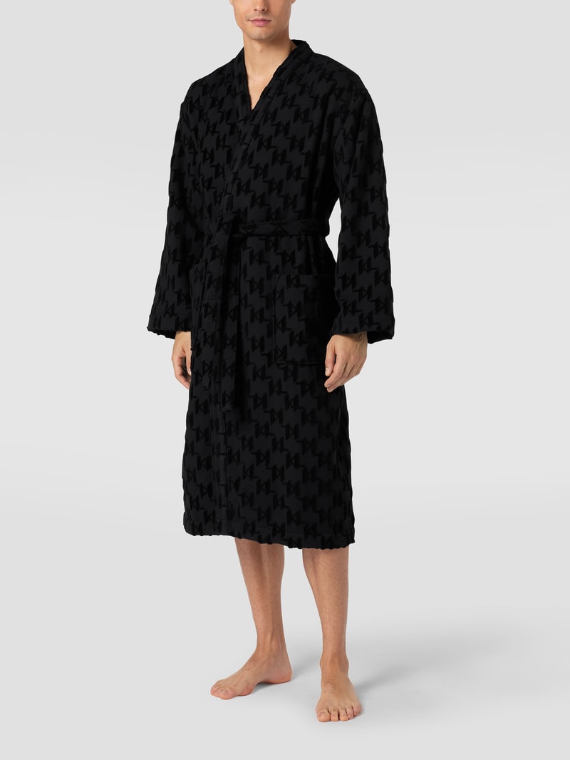 Bademantel mit Logo-Muster in schwarz