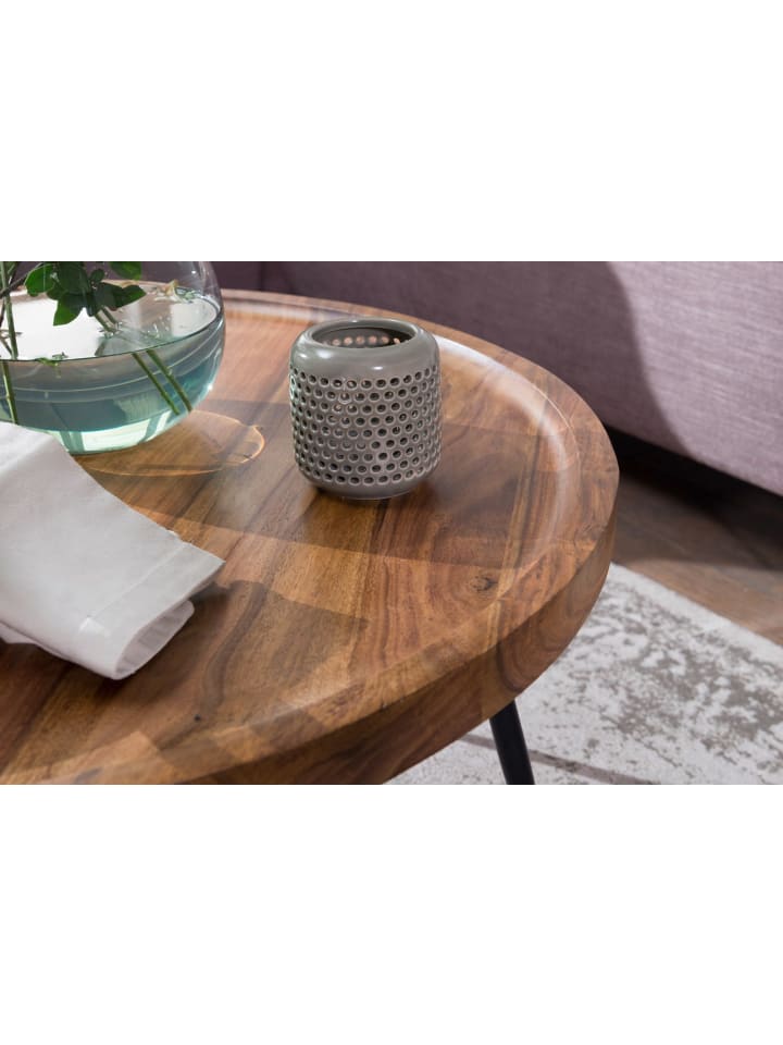 KADIMA DESIGN Couchtisch, Runde Holzplatte, Metallbeine, handgefertigt, pflegeleicht günstig kaufen onesize