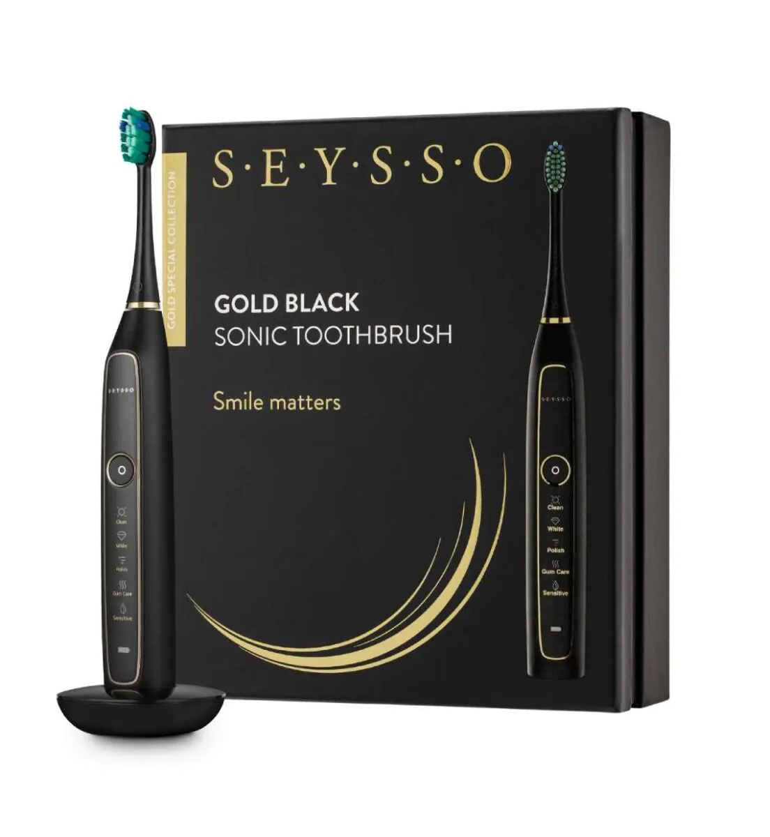 „Seysso Black Gold“ – „Sonic“ dantų šepetėlis, 1 vnt.