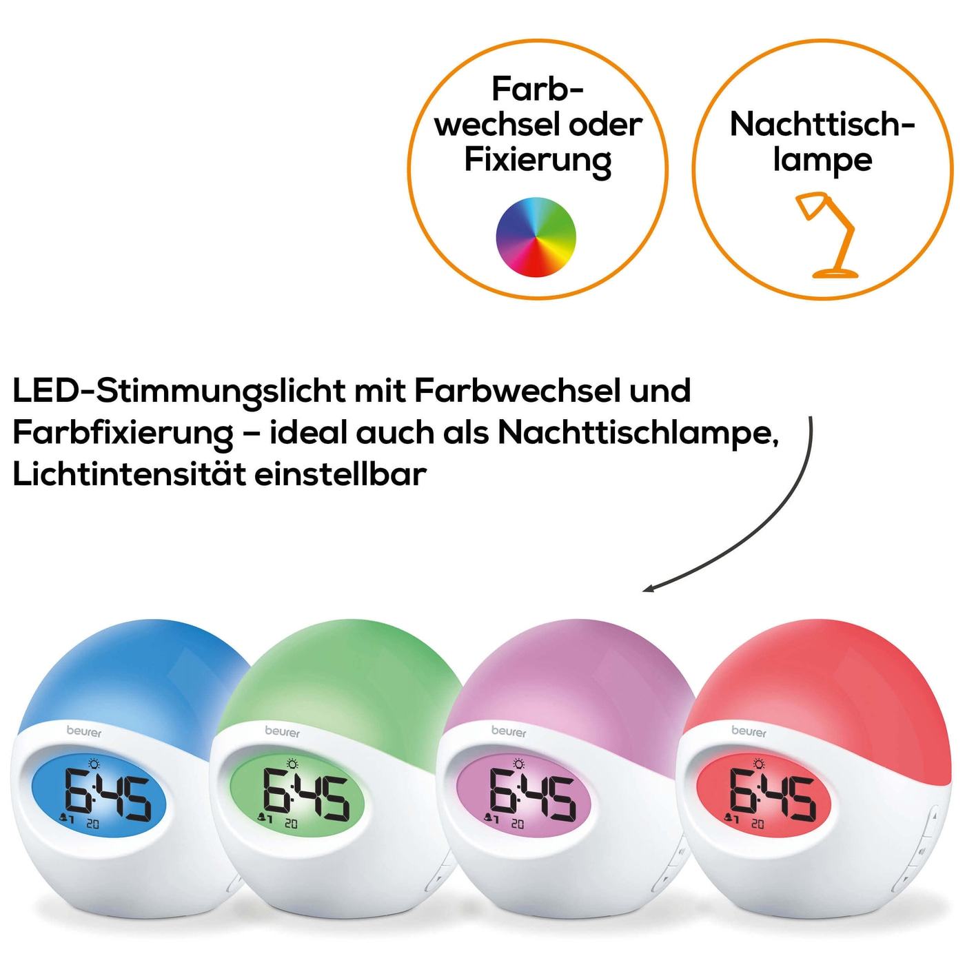 Beurer Lichtwecker WL 32-Lichtwecker für das Aufwachen mit heller werdendem Licht & finalem Weckton