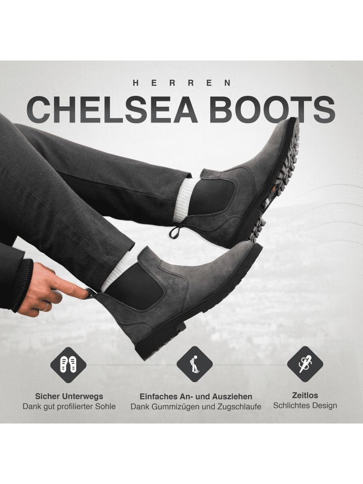 PAULGOS Herren Chelsea Boots, Stiefeletten, Schuhe in Dunkelgrau günstig kaufen