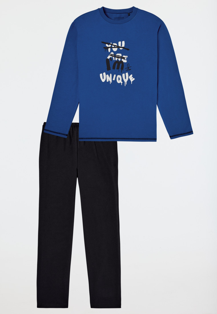 Schlafanzug lang Chillout indigo - Nightwear