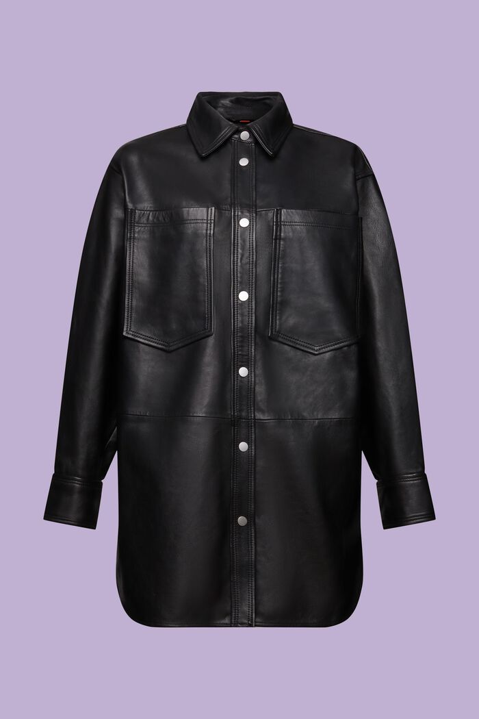 Oversize-Hemdjacke aus Leder
