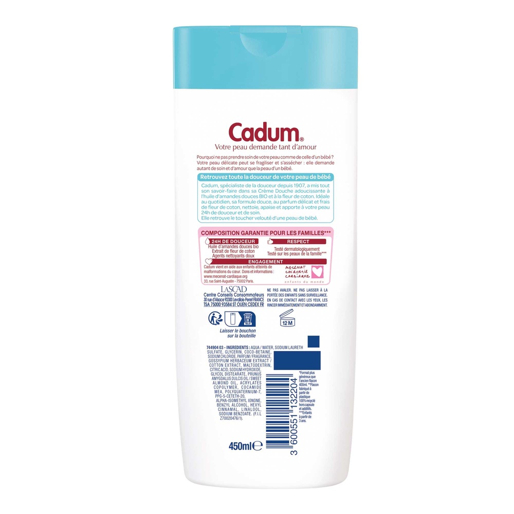 cadum Douceur Velours Crème Douche Fleur de Coton