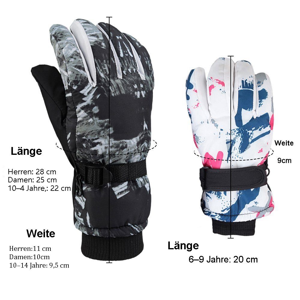 LAPA HOME Skihandschuhe Wasserdicht Anti-Rutsch Sporthandschuhe Winddichte Fahrradhandschuhe (Paar) Warm Winterhandschuhe für Kinder/Jugendliche/Erwach Fleecehandschuhe