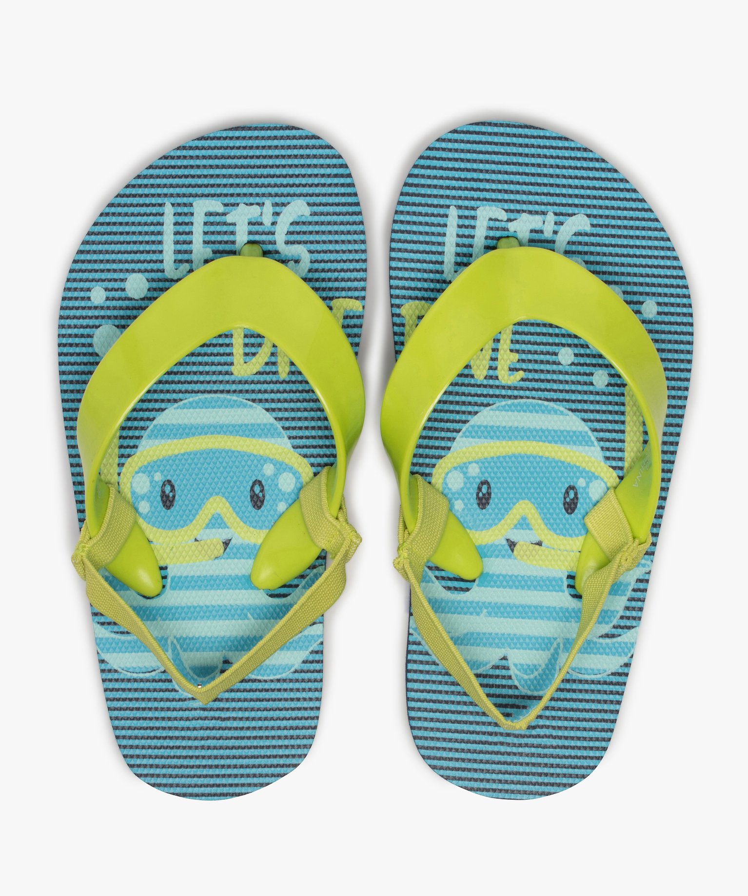 Tongs Garçon à semelle imprimée et bride élastique vert | GEMO