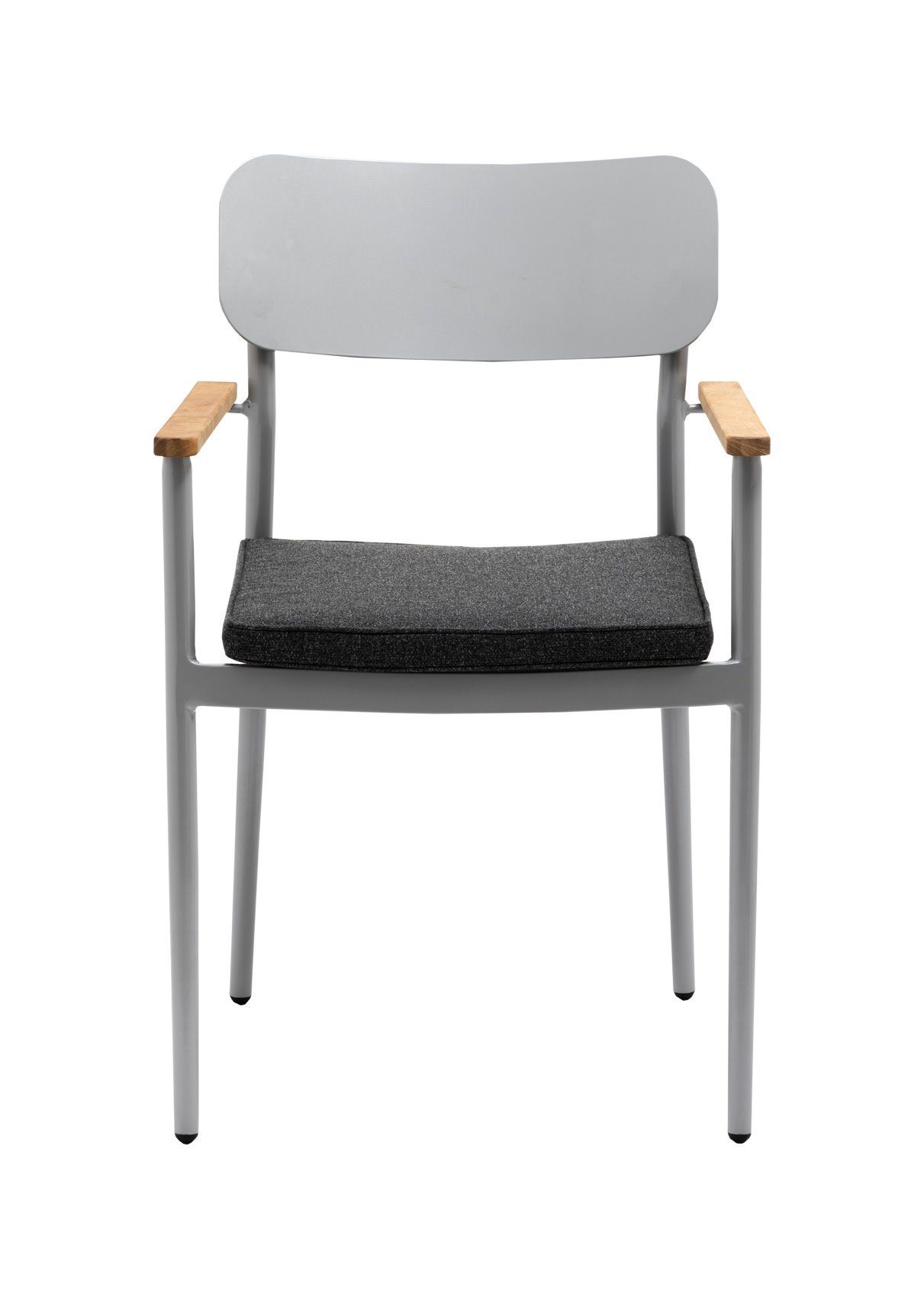 Konway Stapelstuhl DALLAS (4 St), 4x KONWAY® DALLAS Stapelsessel Silber Premium Polyrattan Sessel