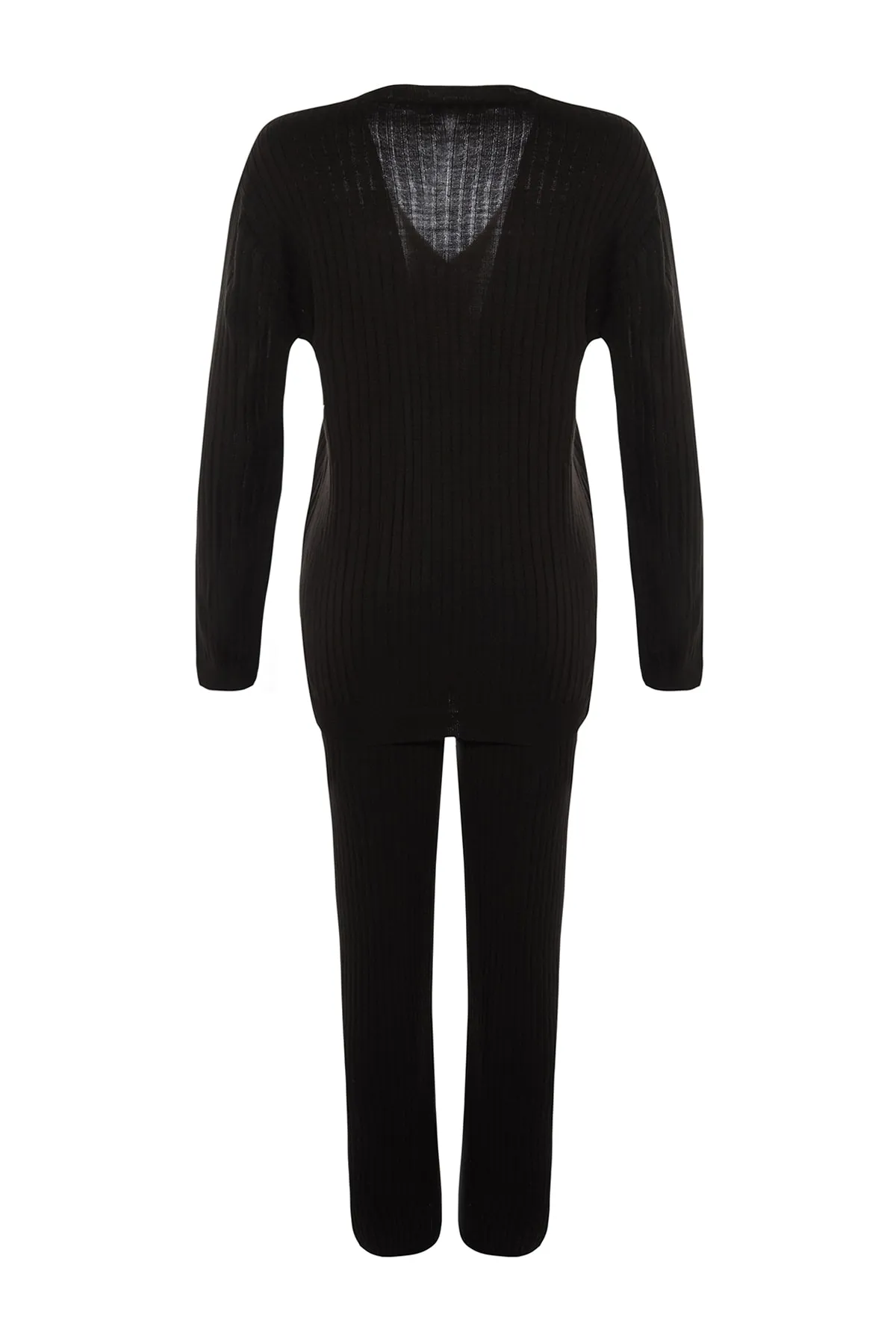 Trendyol Collection  Schwarzes Strickoberteil und -unterteil mit Knöpfen TWOAW22AU0060