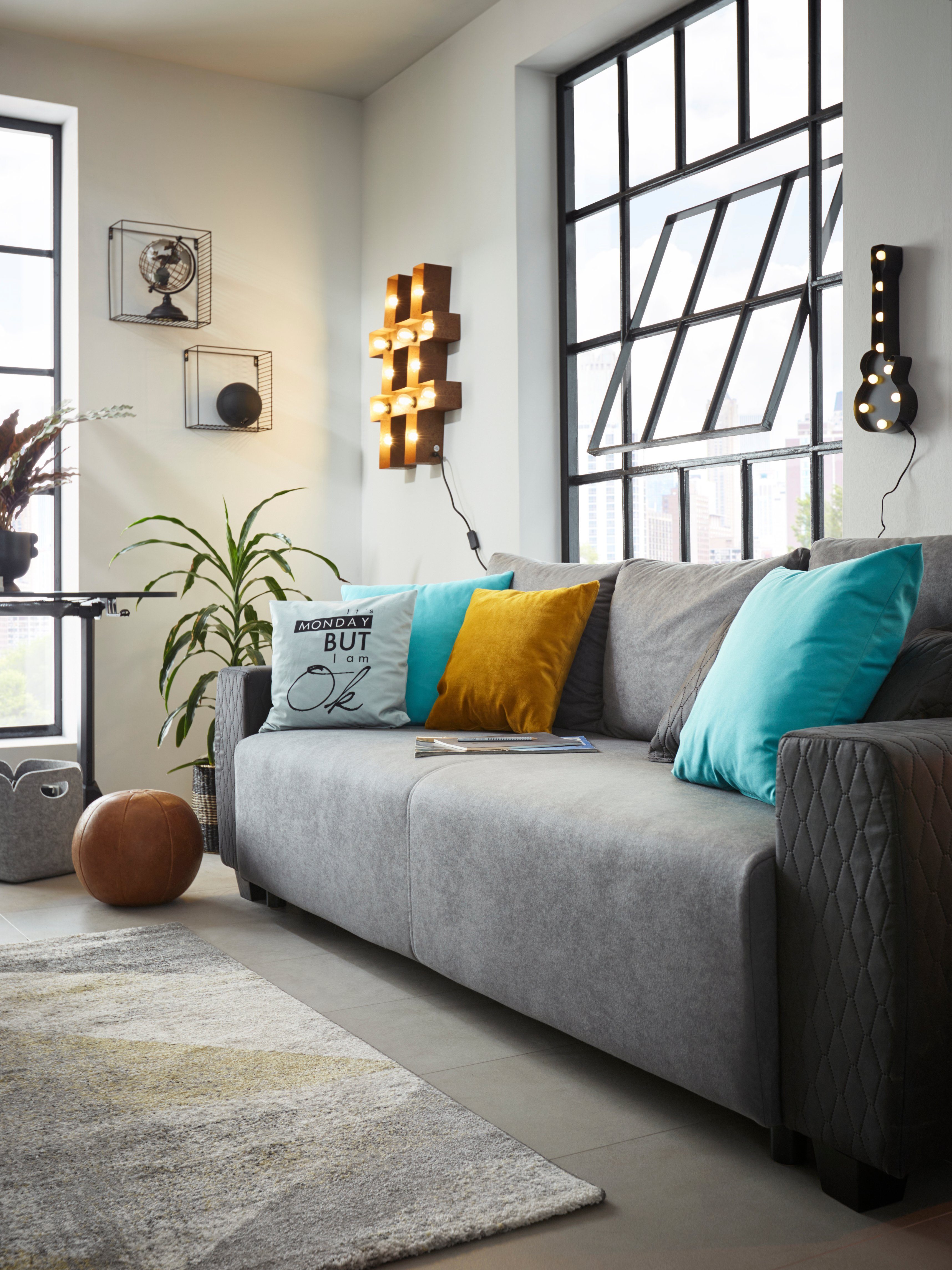 Home affaire Schlafsofa Bella, mit geprägtem Bezug bei Armlehnen