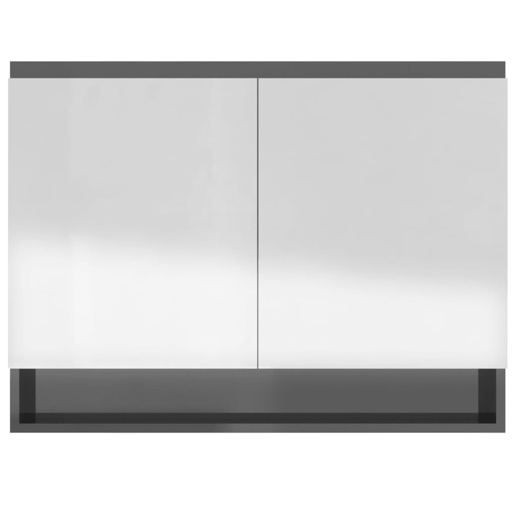 vidaXL Badezimmerspiegelschrank Spiegelschrank fürs Bad 80x15x60 cm MDF Glänzend Grau (1-St)
