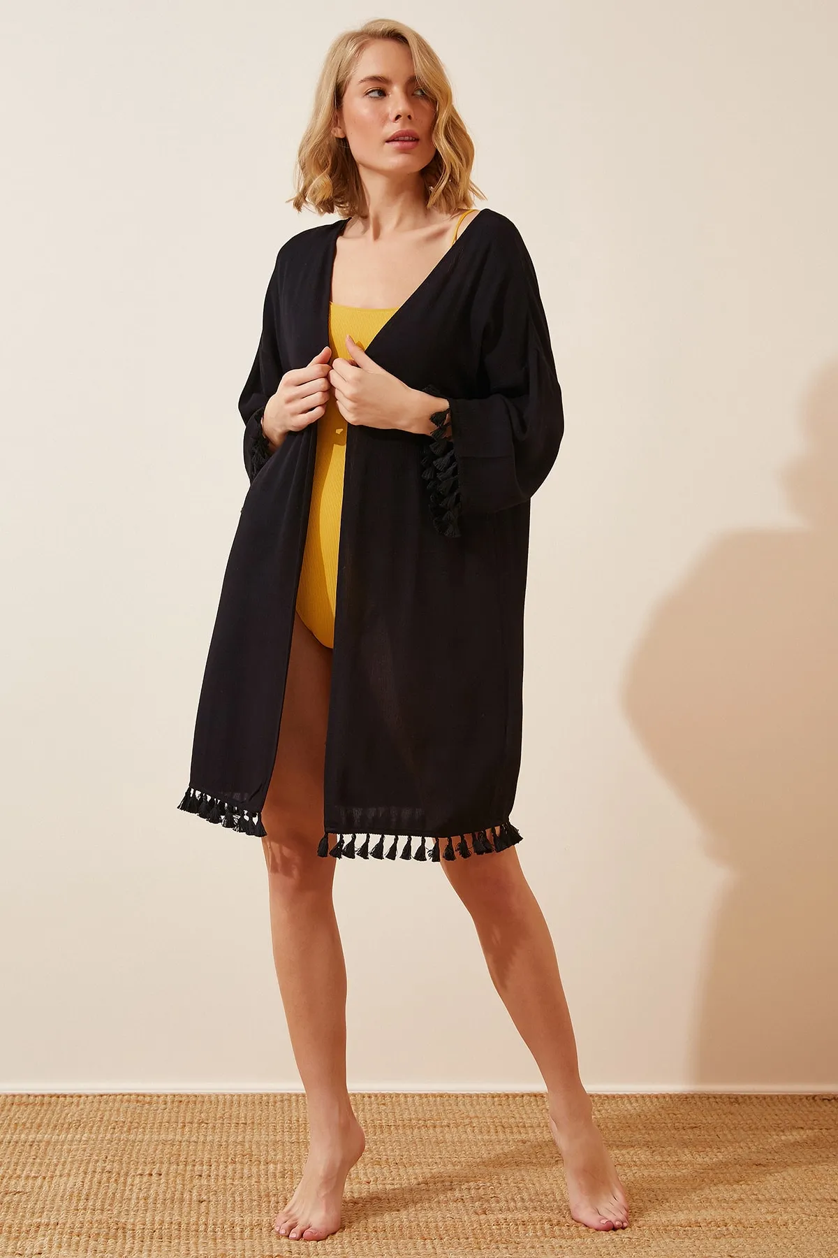 Happiness İstanbul  Kimono & Kaftan - Schwarz - Regular Fit