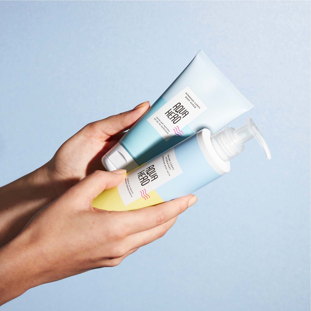 aquahero Set vivifiant corps - Gommage & Baume hydratant gommage corps & baume hydratant