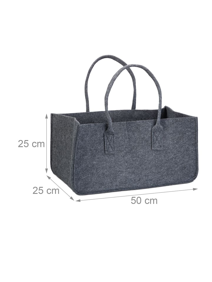 relaxdays 2x Kaminholztasche in Anthrazit - (B)25 x (H)25 x (T)50 cm günstig kaufen onesize