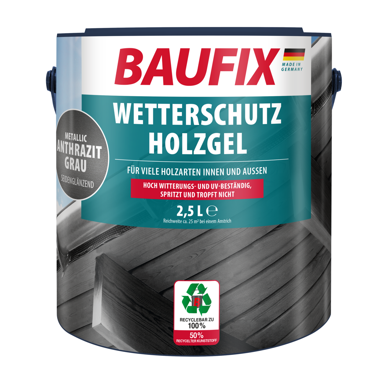 Baufix Wetterschutz-Holzgel anthrazitgrau metallic 2,5L