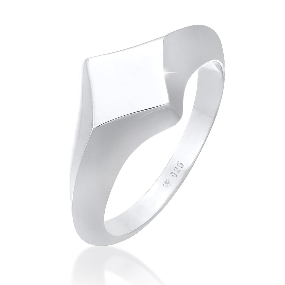 Elli PREMIUM Elli PREMIUM Bague Bague Signet pour femme - Rhombus Geo Look Blogger Trend en ar Bague