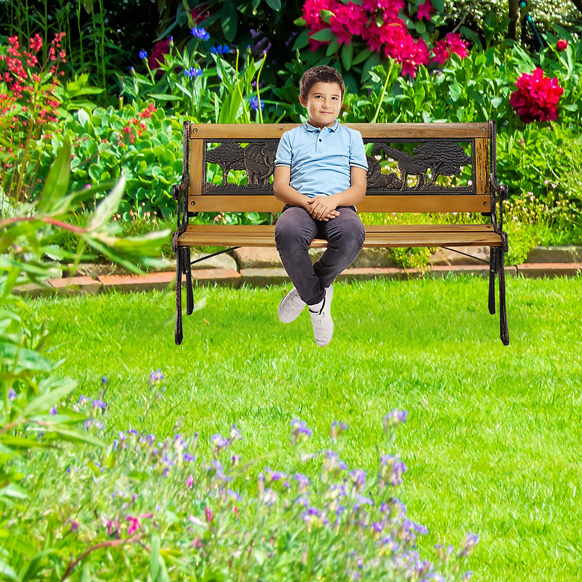 Kinder Gartenbank mit Tier-Motiv