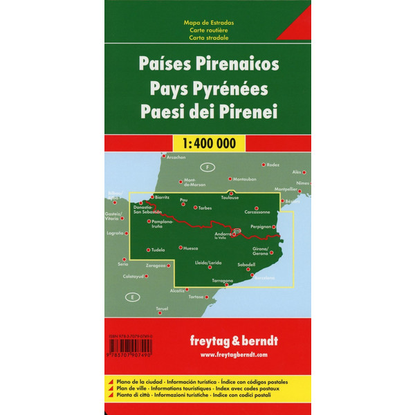 Pyrenäenländer 1 : 400 000. Autokarte - Straßenkarte