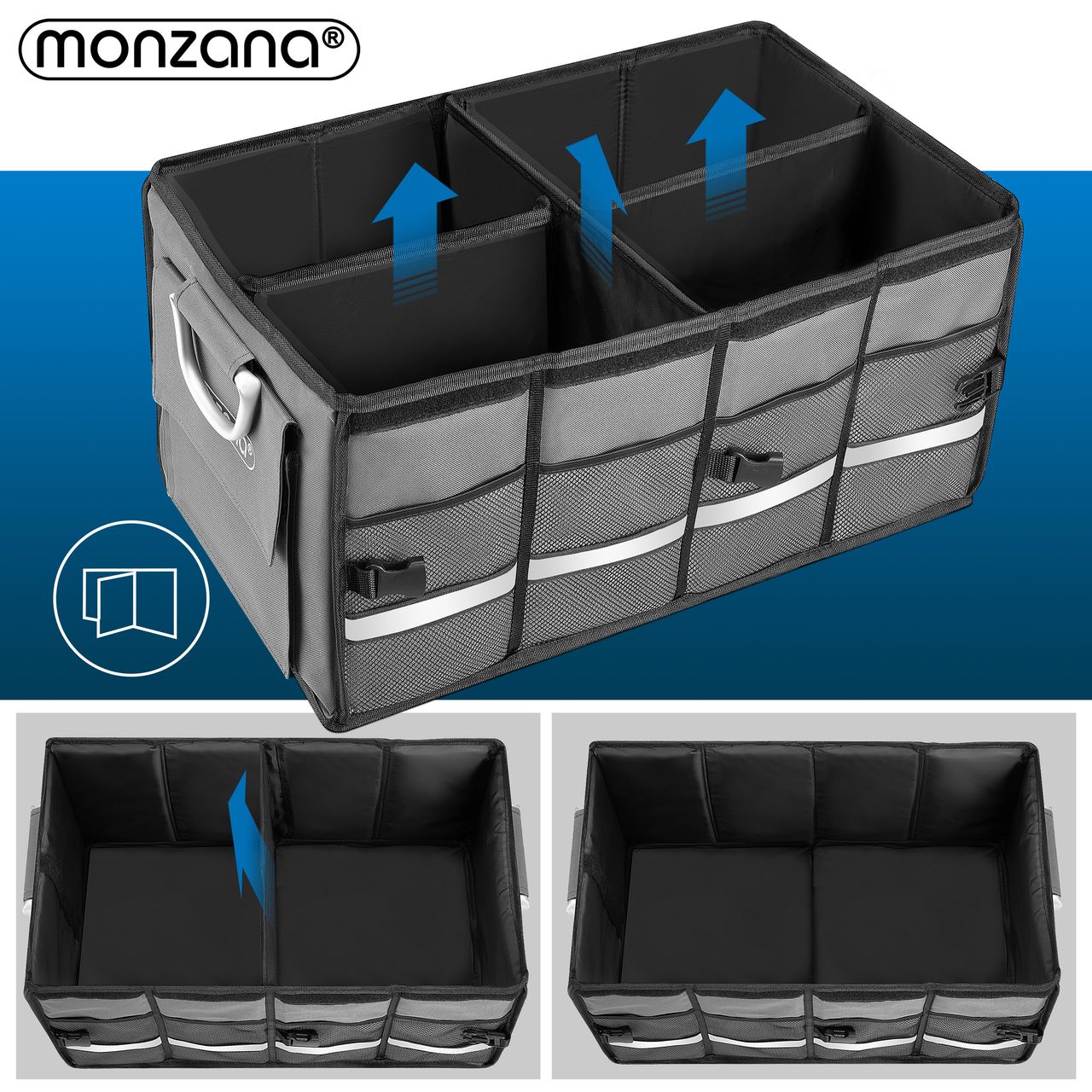 Monzana Kofferraumtasche Grau 60x35x30cm