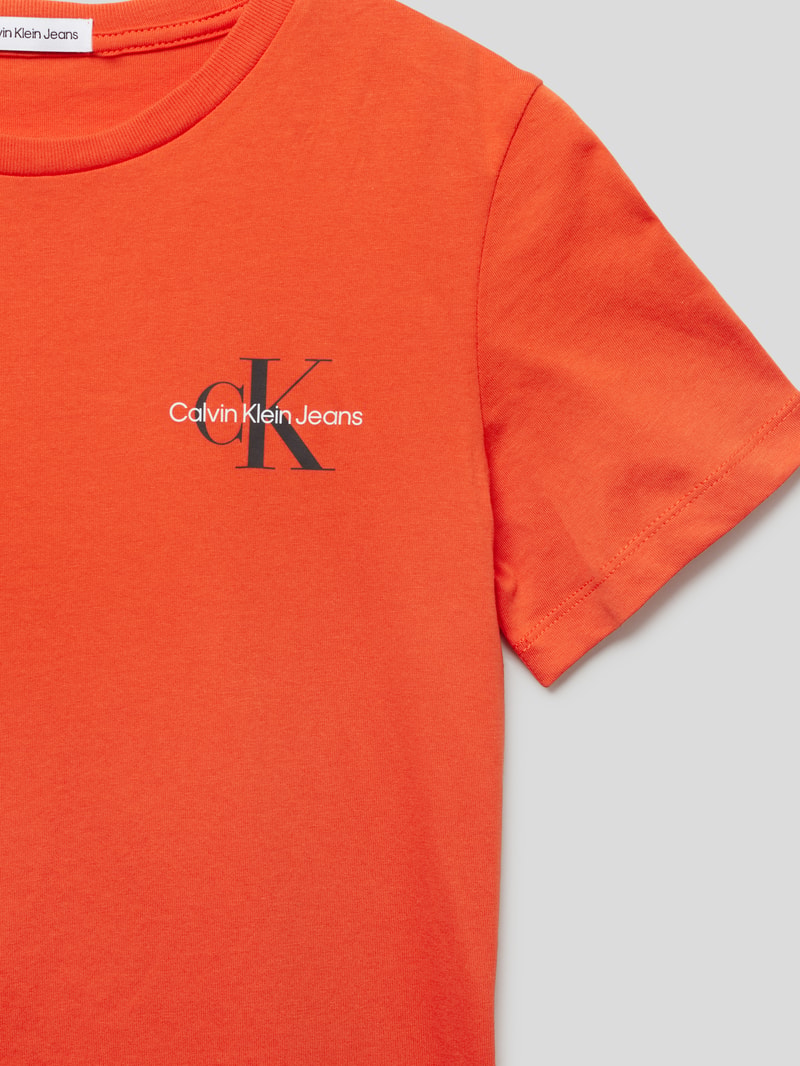 T-Shirt mit Label-Print in orange