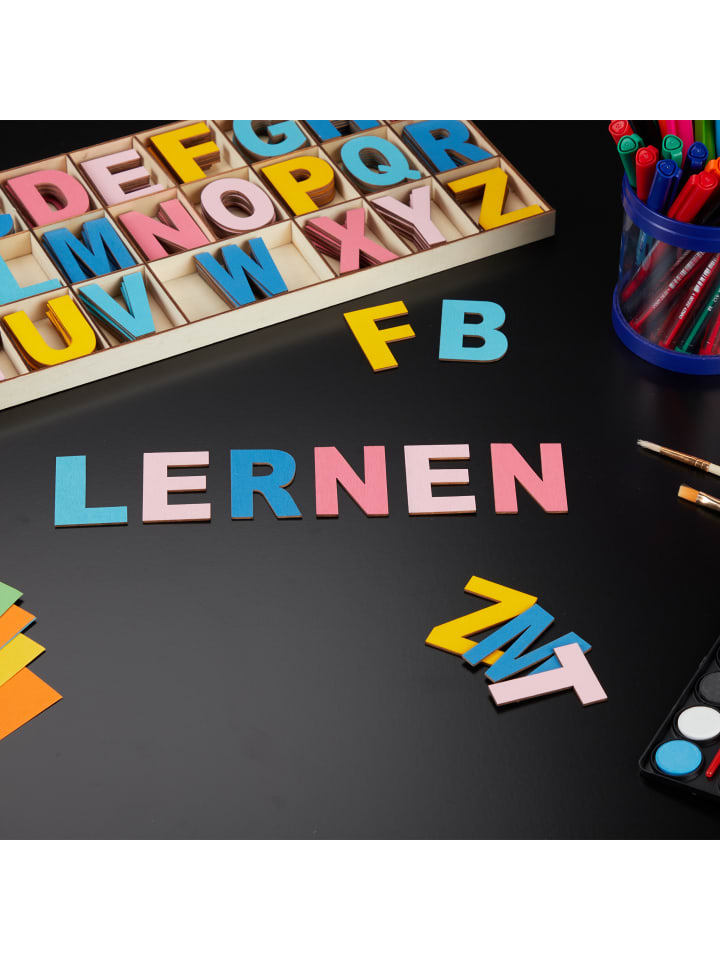 relaxdays 208-tlg. Holzbuchstaben Set in Bunt günstig kaufen onesize