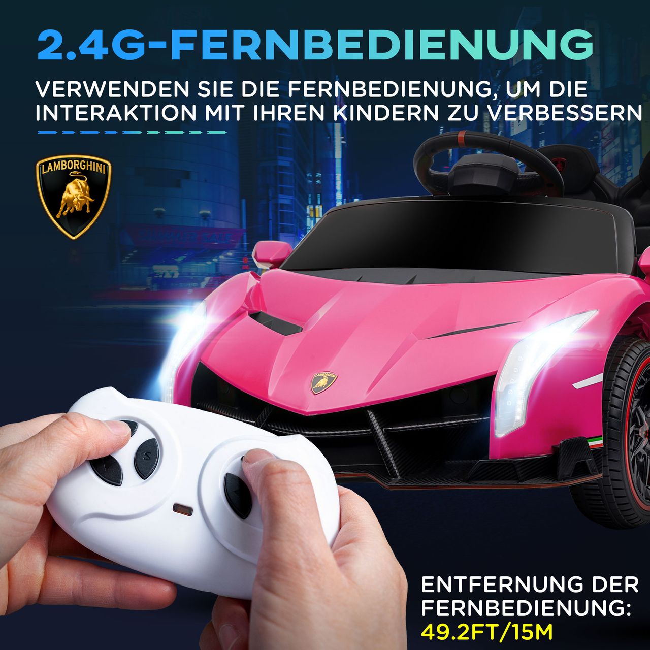 HOMCOM Kinder Elektroauto Kinderauto mit Anzeige, Fernbedienung, Bluetooth