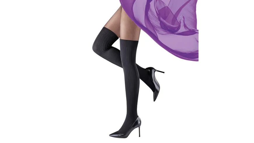MOVE UP Damen Feinstrumpfhose in Overknee Optik 60 DEN schwarz
