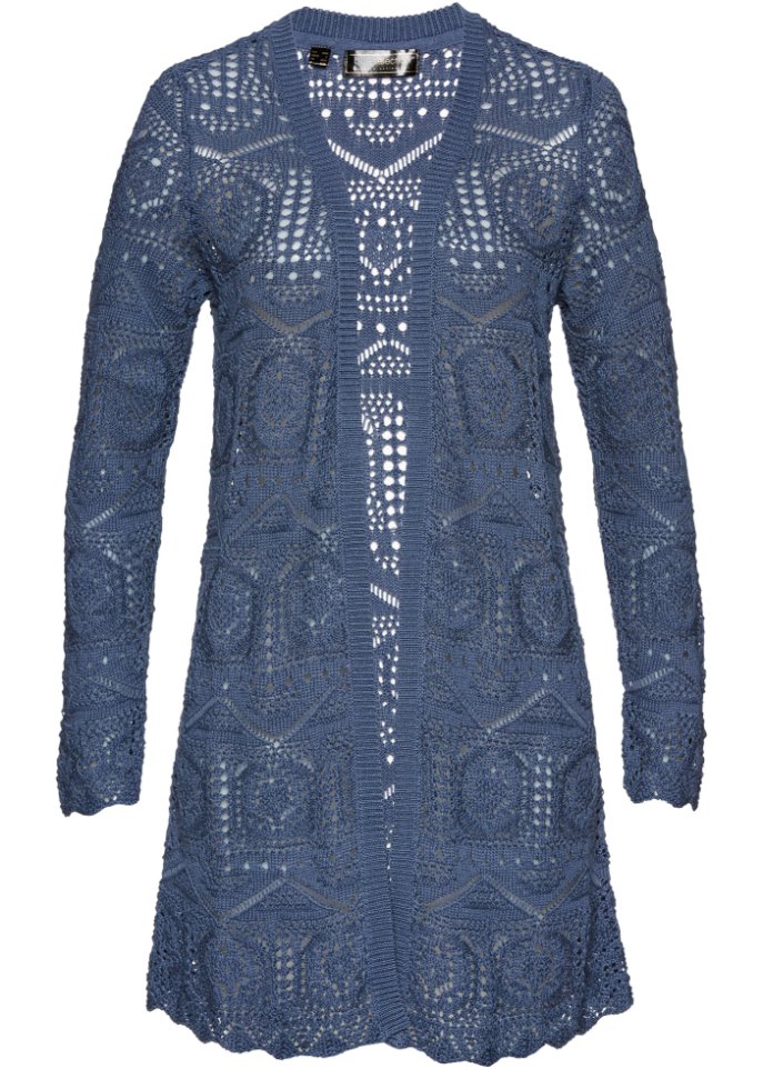 Ajour-Longstrickjacke