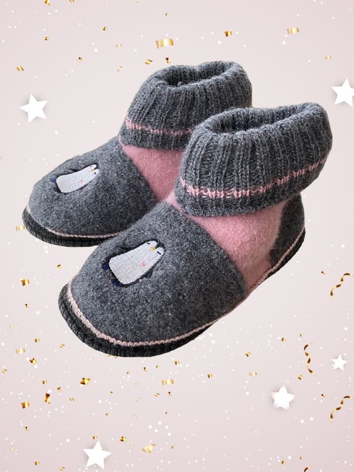 lamino Hausschuhe in Grau/ Rosa günstig kaufen 29