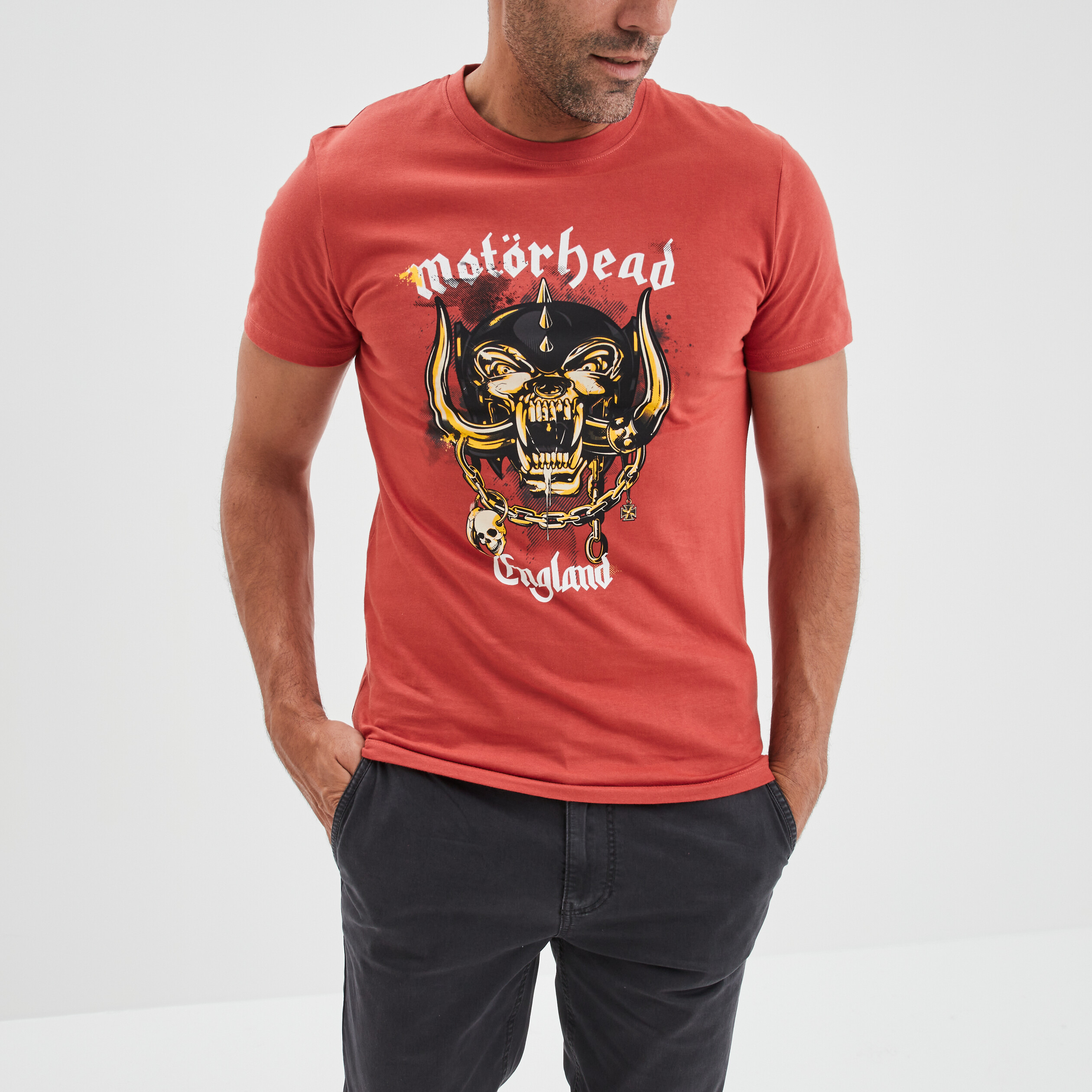 T-shirt manches courtes coton Motorhead rouge foncé homme | La Halle
