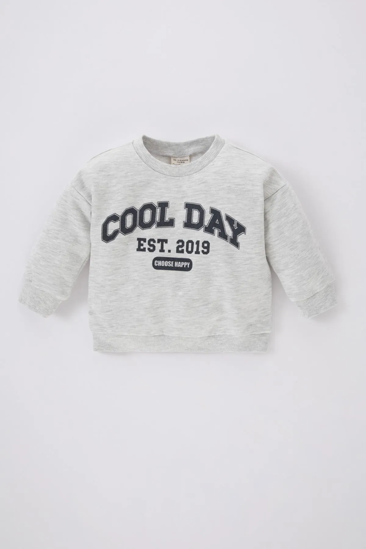 DeFacto  Baby-Sweatshirt mit normaler Passform, Rundhalsausschnitt und Slogan-Aufdruck, weich gefüttert