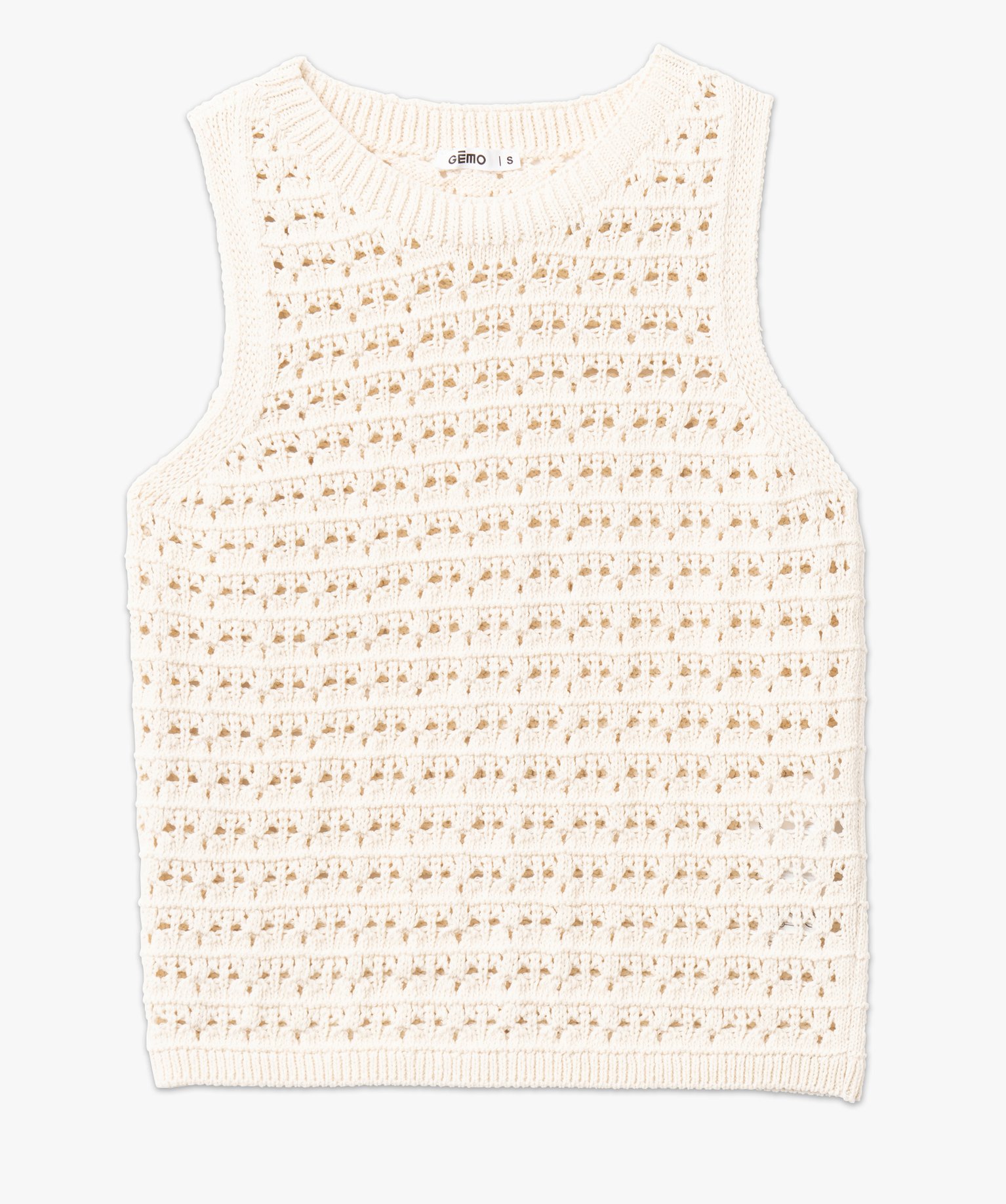 Débardeur en maille ajourée faon macramé femme ecru | GEMO