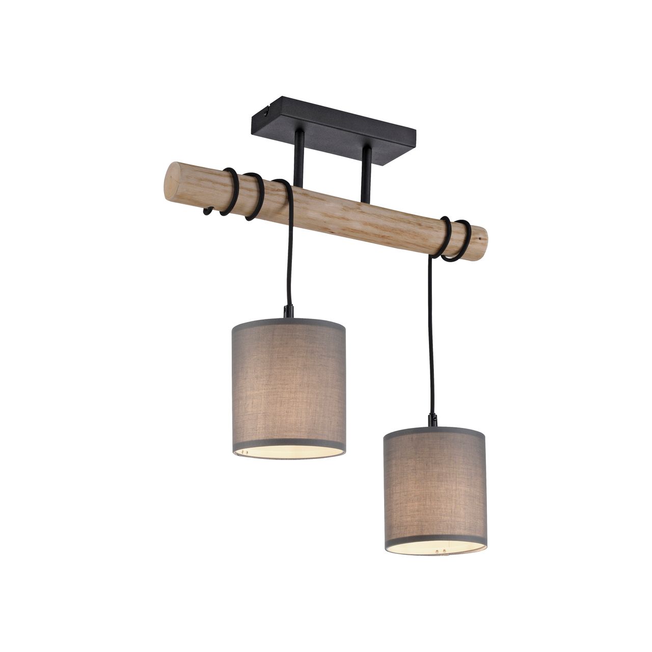 JUST LIGHT Deckenleuchte GREEN TRIBU, 2x E27/10,00Watt max., Eukalyptusholz, Taupe