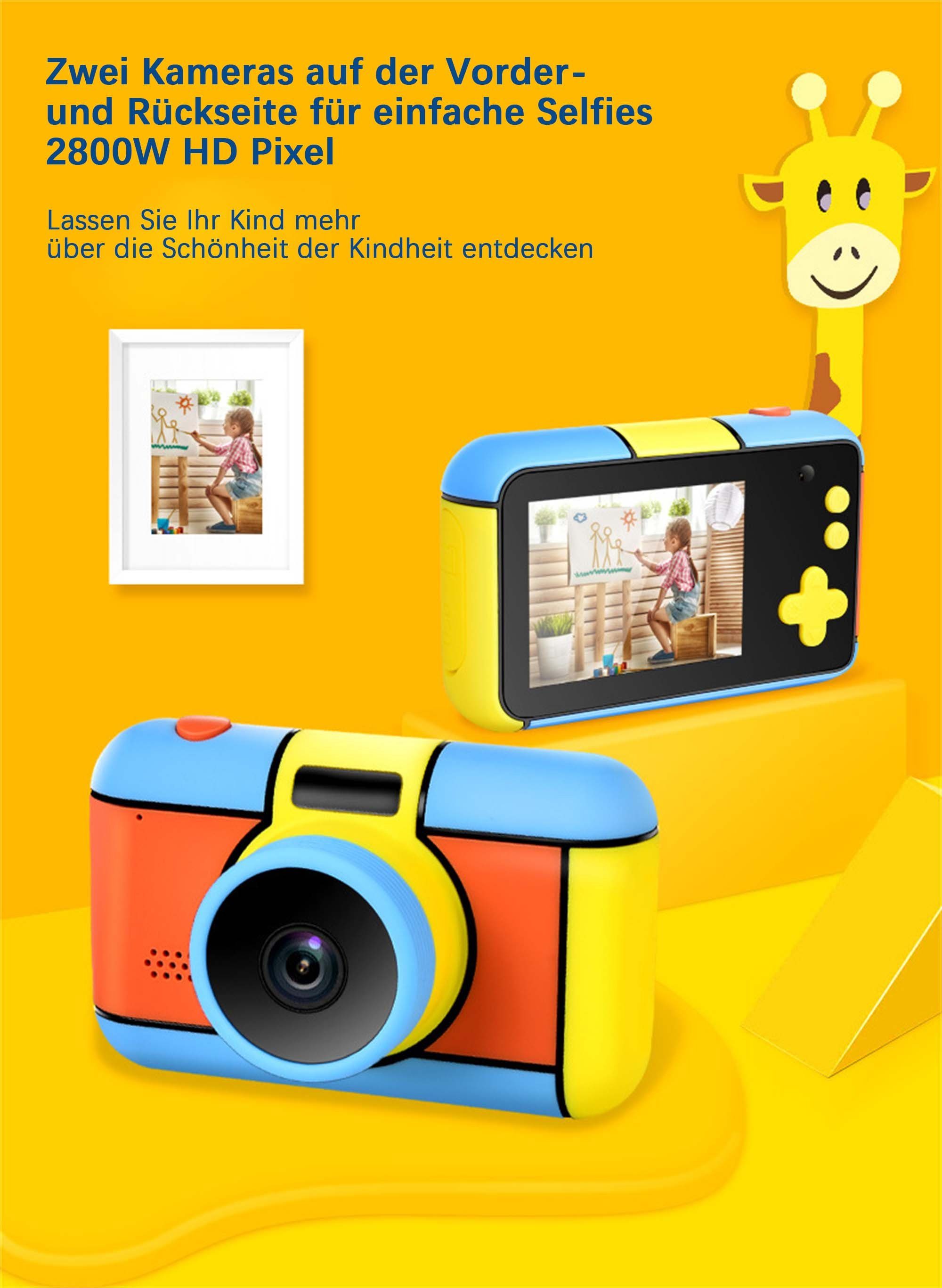 Yoyaxi Kinderleicht-Serie01 Sofortbildkamera (Duale Kameras vorne und hinten, Bequemer für Selfies, 2,4 Zoll LCD Bluetooth und Silikonmaterialien, Einfach zu tragen, Bestes Geschenk für Kinder)