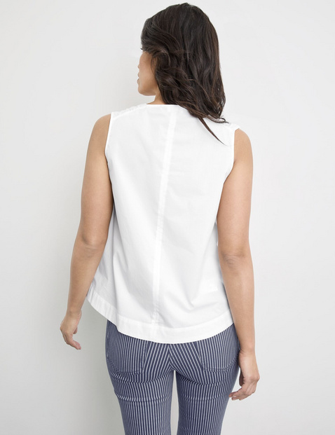 Ärmellose Baumwollbluse mit Raffung