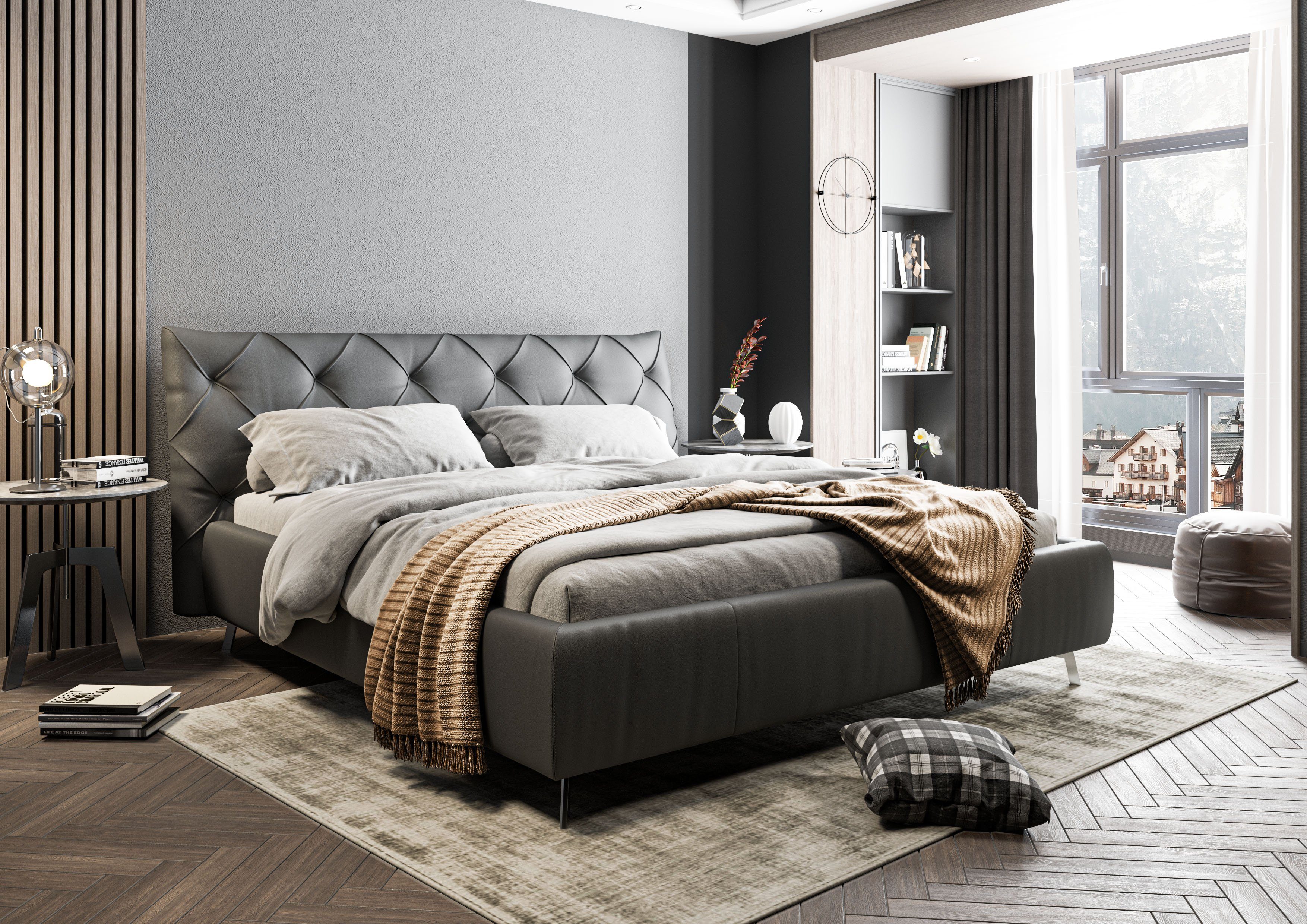 Places of Style Polsterbett Elloree, Kopfteilhöhe 105cm, belastbar bis 280 kg, auch in Überlänge 220cm