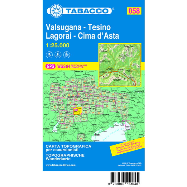 TABACCO #58 VALSUGANA - TESINO - Wanderkarte
