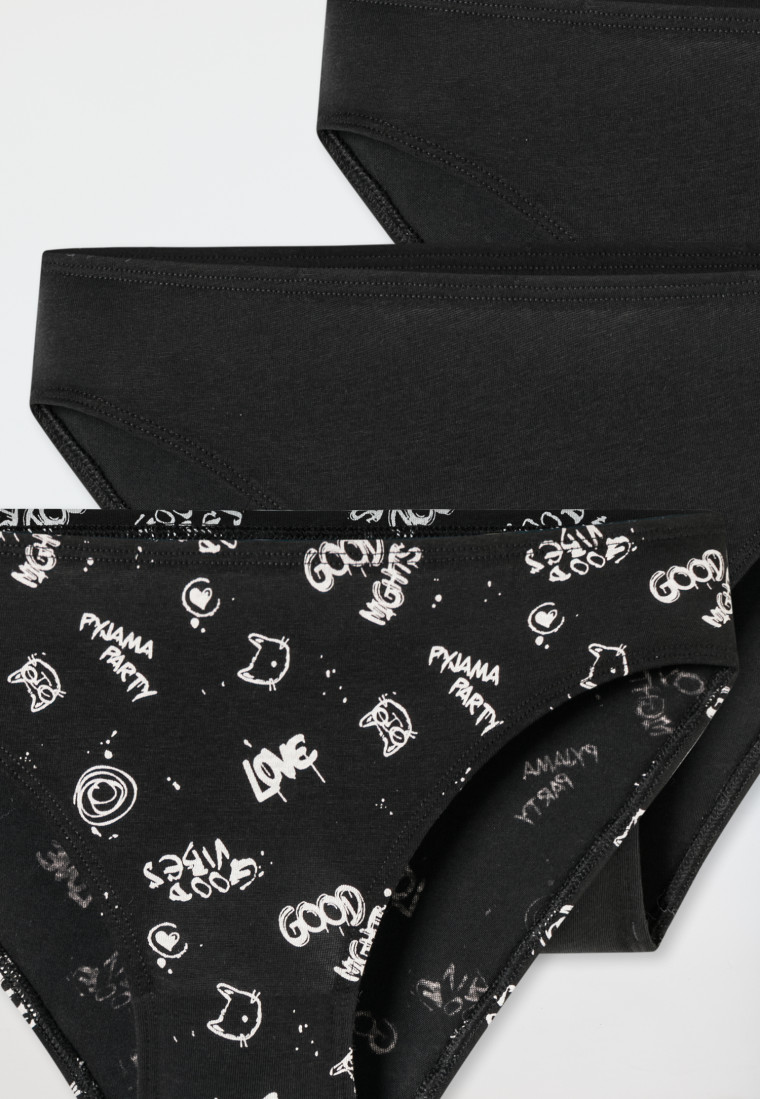 Slips 3er-Pack Organic Cotton schwarz bedruckt - 95/5