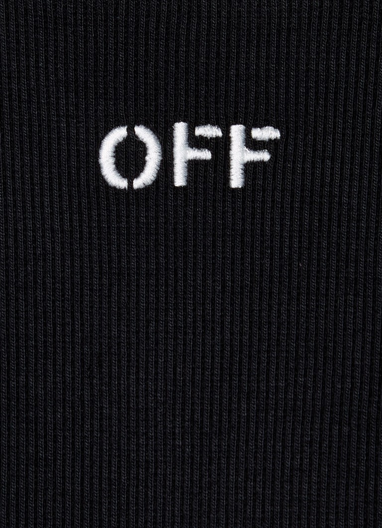 Crop top Off-White Off Stamp à texture côtelée et logo brodé