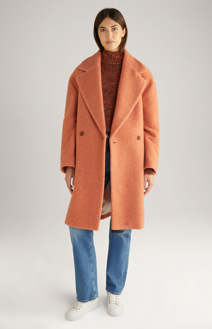 Schurwoll-Strickpullover Orange meliert