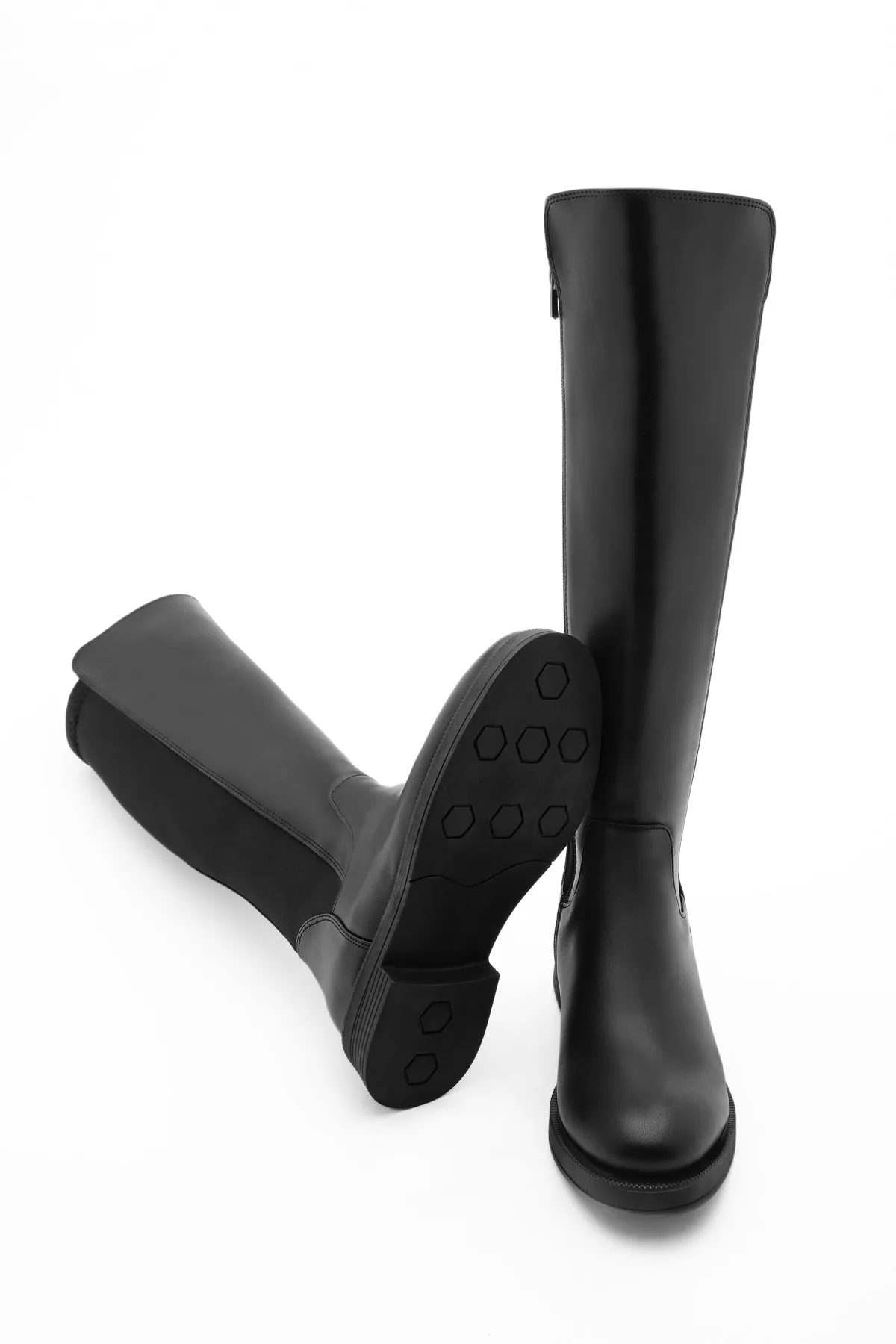Marjin  Damen Alltagsstiefel Elastisch Stretch Kniehoch Enpar Schwarz
