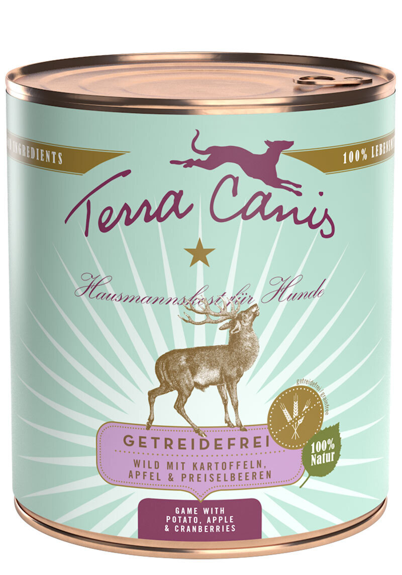 Terra Canis Hundenassfutter Terra Canis Getreidefrei Adult 6x800g Wild mit Kartoffeln, Apfel & Preiselbeeren